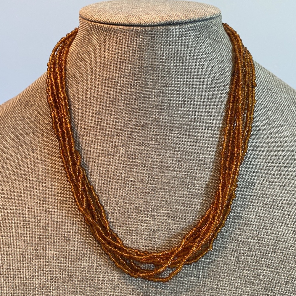 Vtg Branded Glass Bead Necklace